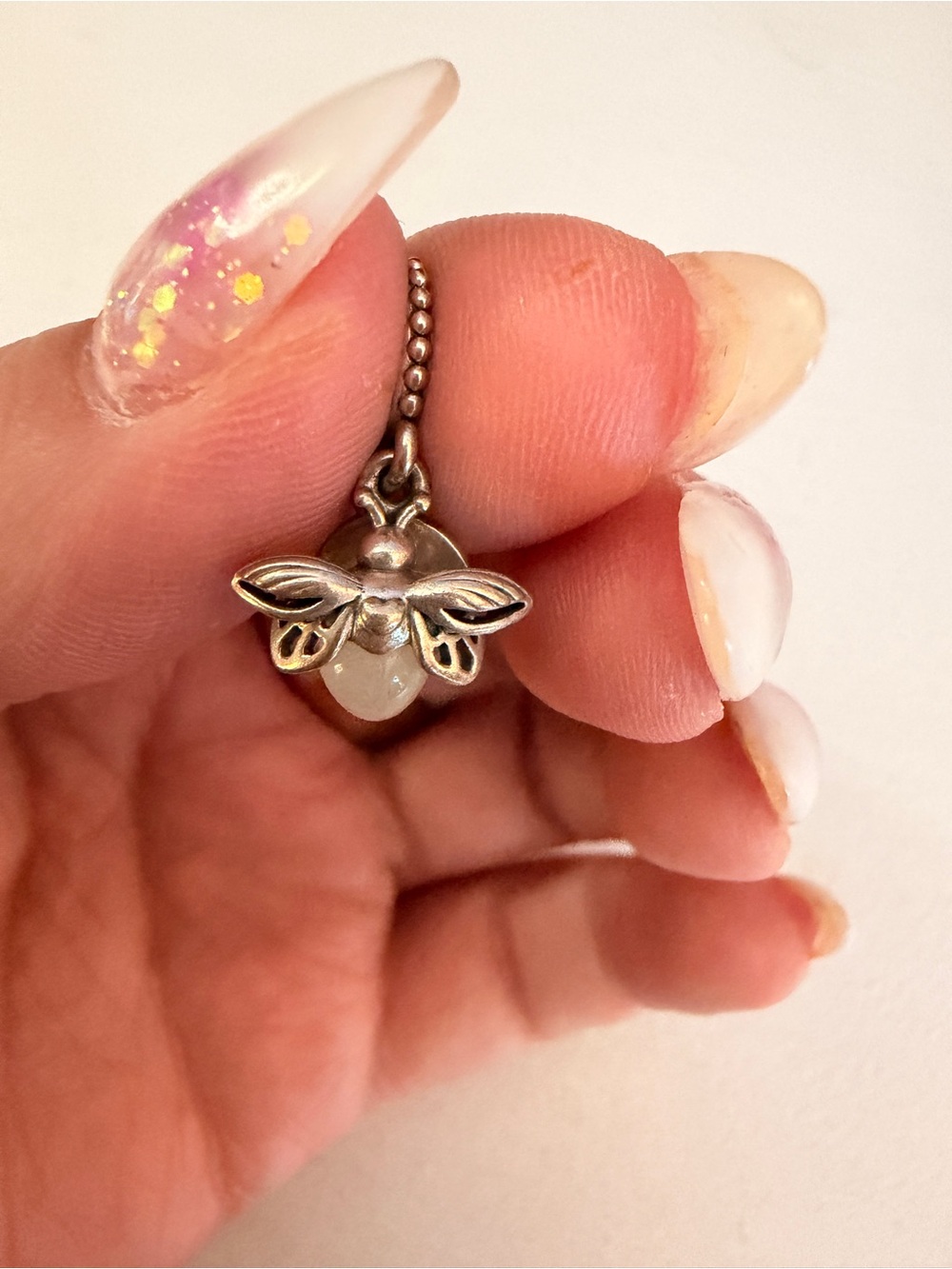Sterling Silver lightning bug charm glow in the dark